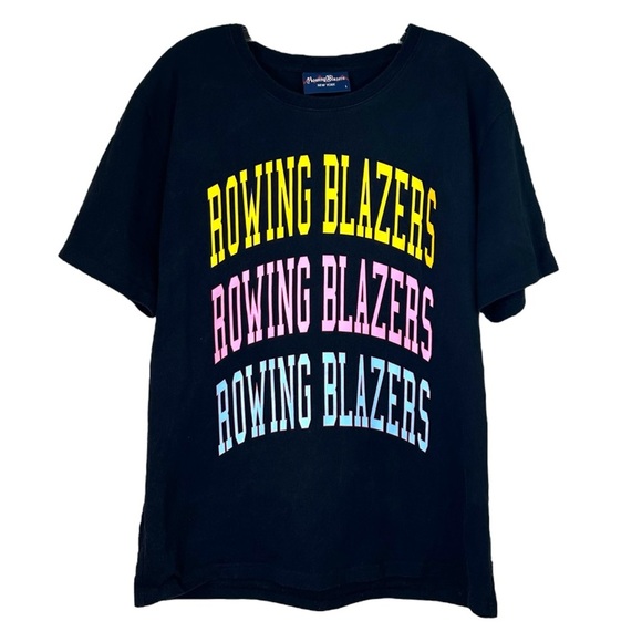 Rowing Blazers - Unisex / Men’s ‘Triple Collegiate Tee’ Logo - Black, Large - Picture 1 of 14